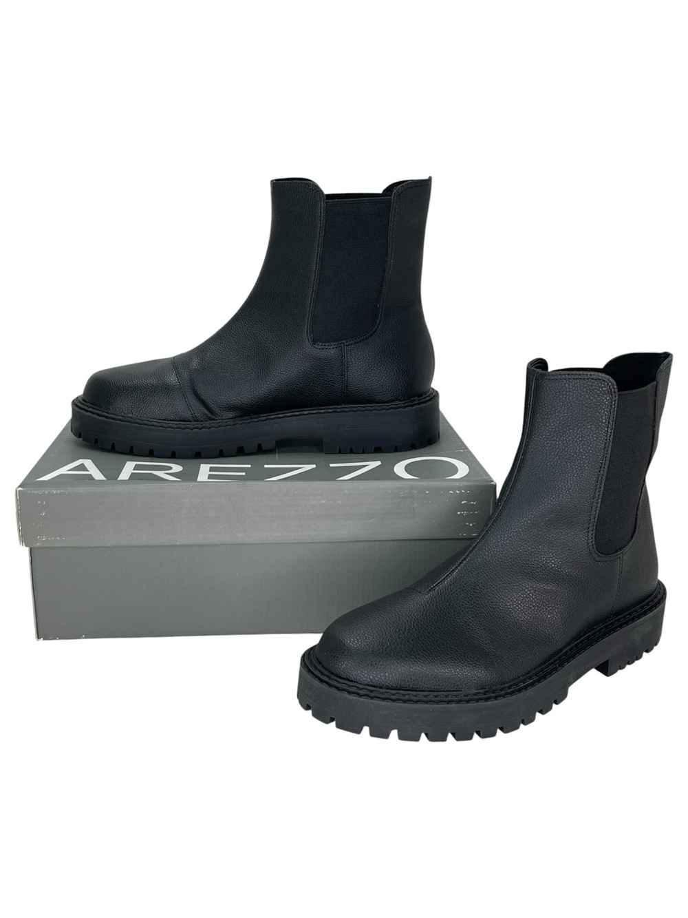 Arezzo Riley Black Faux Pebbled Leather Womens Ankle Boots Size 9M